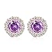 Bamoer Cubic Zirconia Platinum Plated Flower Design Round Stud Earrings