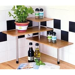 K�chenregal Eckregal Bambus 3 Ablagen K�chengestell K�chenregal
