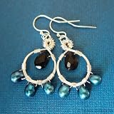 PetalDropEarrings-EveningStorm-bluepearlandblackglasssilverearrings