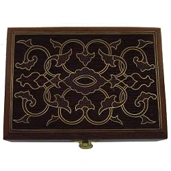 Wooden Jewellery Box with Brass Metal Inlay Gift for Her