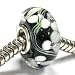 Sterling Silver Black White Murano Flower Glass title=