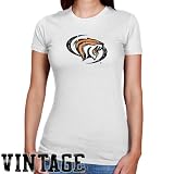 NCAA Pacific Tigers Ladies White Distressed Logo Vintage Slim Fit T-shirt