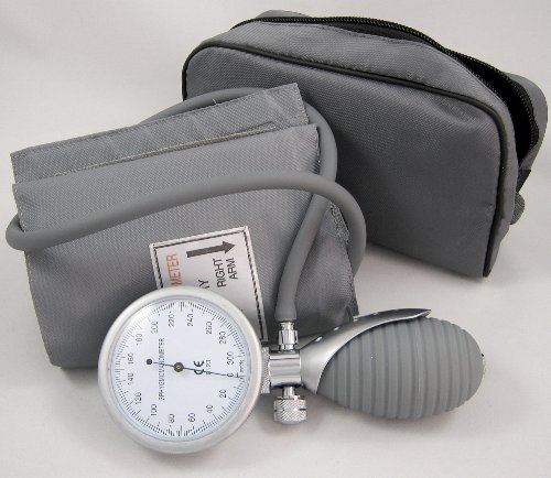 Single Hand Aneroid Sphygmomanometer Blood Monitor Plus Carry Case (Grey)