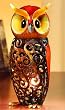 9.75" Lighted Hand Crafted Metal Owl Luminary Table Top Figure