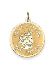 14k Yellow Gold Saint Anthony Medal Charm Pendant 27.3mmx19.7mm