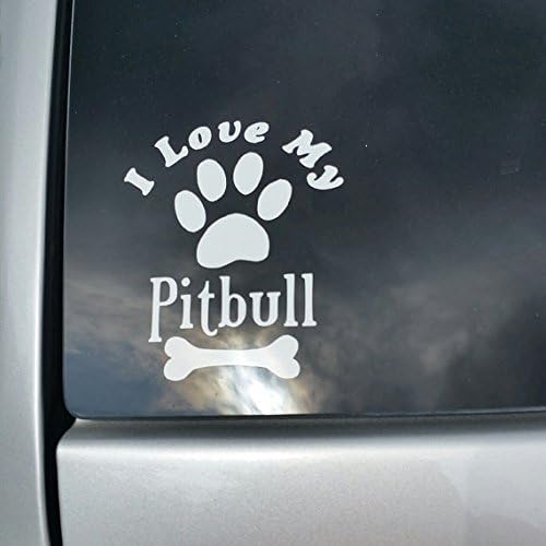 Aa-100 I Love My Pitbull Pit Bull 3 Dog Decal Sticker Car Window White