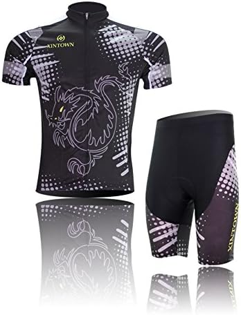 (Type:Set size:XL) perspiration Shirts Dry Sleeve Men pad Breathable soft Set Jersey Sportswear Tights Comfortable Cycling Shorts Cool Short Quick Tops