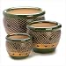 3Pc Ceramic Jade Garden Planters Flower Plant Pot Set
