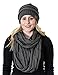 aHS-6020a-70 Regular Slouchy Beanie Matching Scarf Winter Set Bundle - Charcoal