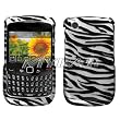 Blackberry Curve 3G 9300 8520 Zebra Skin (2D Silver) Hard Case Snap on Cover Protector Sleeve + LCD Screen Guard w/Cleaning Cloth + Free Bio Degradable Screen Wipe