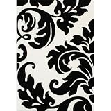 Paris World Classic Floral Off-White / Black Contemporary Rug Size: 4 x 6