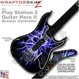 PS2 Guitar Hero II ( 2 ) Kramer Guitar Lightning Blue WraptorSkinz TM Faceplate Skin by TuneTattooz TM
