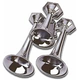 AutoLoc HORN10 Chrome Tri-Tone Train Air Horn with 12V Solenoid Valve Assembly by Autoloc