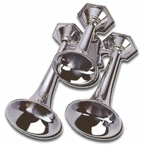 AutoLoc HORN10 Chrome Tri-Tone Train Air Horn with 12V Solenoid Valve Assembly