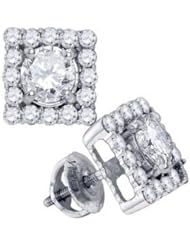 0.87 cttw 14k White Gold Diamond Mens Earrings (Real Diamonds: 0.87 cttw)