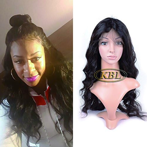 KBL® 7A Brazilian 180% Density Free Part Silk Base Front Lace Wig Loose Wave Virgin Hair With Baby Hair 14-24inch Natural Black (20'')