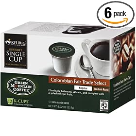 Green Mountain Columbian Fair Trade K-cup for Keurig Brewers, 12-Count Boxes (Pack of 6)