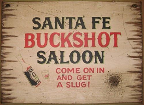 Cowboy Signs Wood Wall Hanging Santa Fe Buckshot Saloon Brown Red 4007