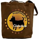 Canvas Tote Bag Brown  Happiness Is Chihuahuas  Dog