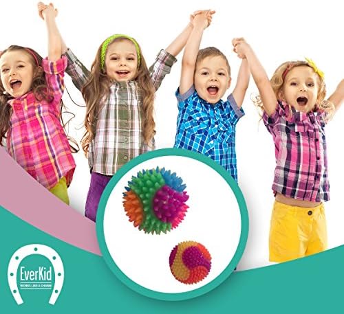 EverKid Sensory Spiky Bouncing Stress Relief Balls, Set of 2, Great for Kids to Play, Fan to Use as Massage Ball for Foot and Hand Massage