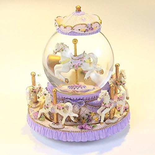 YYHKYB Music box carousel crystal ball snow boutique birthday girl , purple