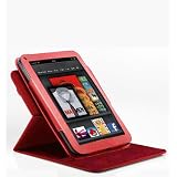 Poetic (TM) 360 degree Rotary leather case for Amazon Kindle Fire (Landscape / Portrait View) Hot RED