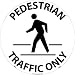 NMC WFS28 Walk On Floor Sign with Graphic, "PEDESTRIAN TRAFFIC ONLY", 17" Diameter, Pressure Sensitive Vinyl, Black On White