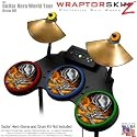 Chrome Skull on Fire Skin by WraptorSkinz fits Guitar Hero 4 World Tour Drum Set for Nintendo Wii, XBOX 360, PS2 & PS3 (DRUMS NOT INCLUDED)
