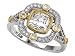 Zoe R(tm) 925 Sterling Silver Micro Pave Hand Set Cushion cut Cubic Zirconia (CZ) Two-Tone Engagement Ring Size 6