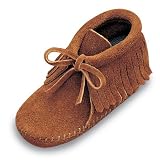 Minnetonka Infant Fringe Bootie in Brown Suede