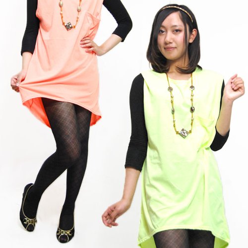 ネオンカラー蛍光色胸ポケット付きロング丈テ