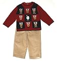Newborn Boys' BT Kids 3pc Reindeer Sweater,Top,Pant Red/Khaki