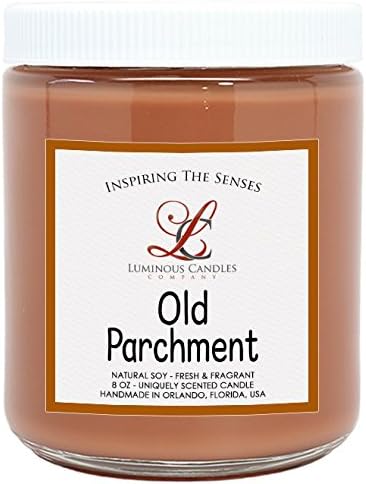 Scented Candle - Old Parchment - 8 oz Natural Soy - Ancient Paper Fragrance - By Luminous Candles Company