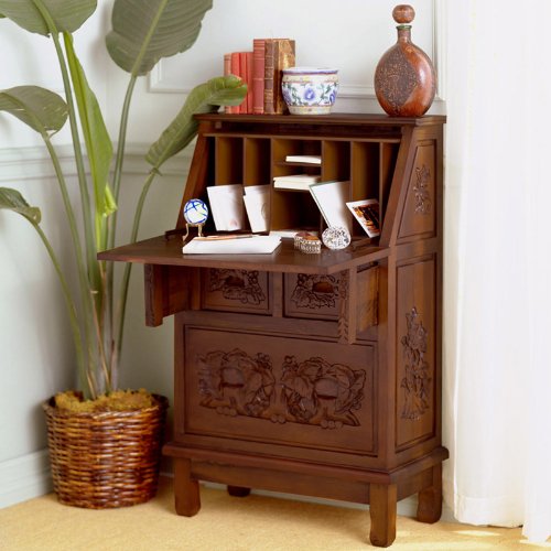Logan Hand-Carved Secretary Desk On Sale