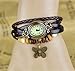 Boho Chic Vintage Inspired Leather Rope Wrist Bracelet Oval Watch with Butterfly (Coffee)