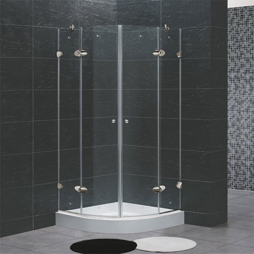 Vigo VG6021CHCL36W 36 x36 Frameless Neo-Round 1/4 Clear/Chrome Shower Enclosure with Base