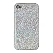 MEElectronics Sequined Glitter Fabric Crystal Case (Silver) and Screen Protector for Apple iPhone 4 