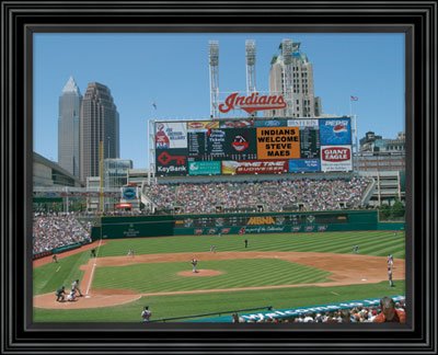 Cleveland Indians MLB Personalized Stadium Scoreboard Photo with Black Wood Frame