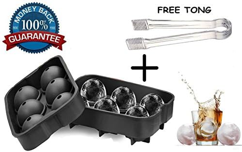 Higest Food Grade Silicone Ice Maker&amp; Round Ice Cube Mold. 6 X 4.6 Cm Size For Luxury Wisky,Cocktails.Bonus a Ice Tong