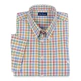 Paul Fredrick Trim Fit Cotton Seersucker Check Short Sleeve Sport Shirt