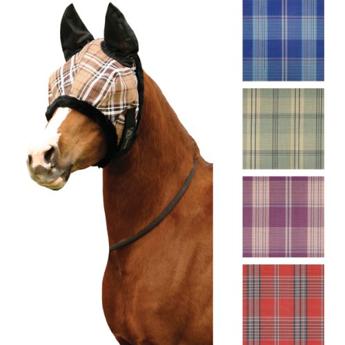 Kensington KPP Fly Mask with Fleece Trim with Ears, Blue Ice Plaid, X-Large