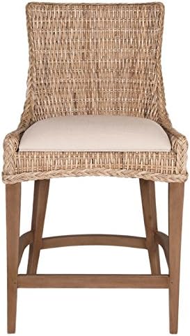 2-Piece Iris New Wicker Upholstered Seat Counter Stool with Braid Edge Detail