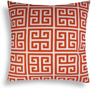 Domusworks Greek Key Pillow, Orange