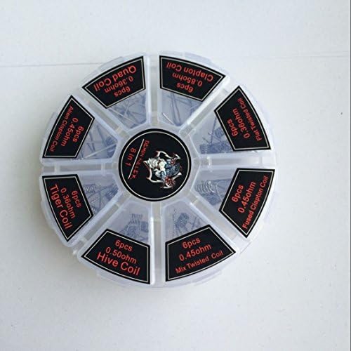 AIWUJIN 8 in 1 Coil Kit Pre-Built Alien Clapton/Claptom/Tiger/Quad/Flated Twisted/Faused Clapton/ Mix Twisted /Hive Wire Coils (8 in 1 coils)