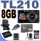 Samsung TL210 DualView 12.2MP Digital Camera w/5x Optical Zoom (Blue) BigVALUEInc Accessory Saver 8GB Battery Bundle