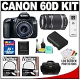 Canon EOS 60D Digital SLR Camera Body with 18-135mm IS Lens and 55-250mm IS Lens + 32GB Card + Case + Accessory Kit