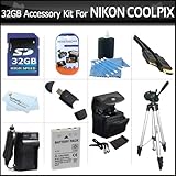32GB Accessory Kit For Nikon COOLPIX P100 P500 Digital Camera Includes 32GB ....