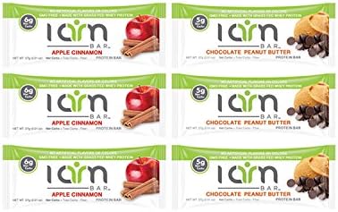 I AM BAR - Variety Protein Bar Bundle - Delicious, Low Carb, and Grass Fed Whey Protein - Includes 3 Apple Cinnamon Bars and 3 Chocolate Peanut Butter protein