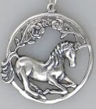 Sterling Silver Unicorn Pendant with 18