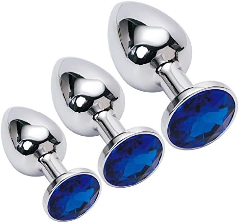 GaGa 3pcs Jeweled Beginners Butt Plug - funny Love Games Personal Massager for Women Men Couples Lover (Blue)